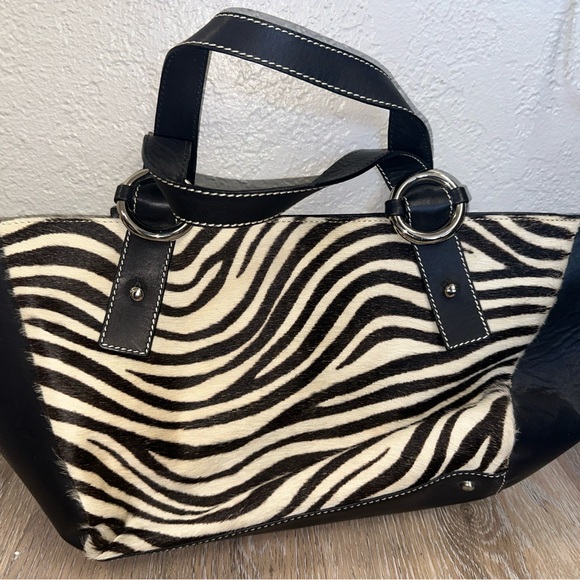 _Fortuna Valentino double handle animal print shoulder bag leather size 7H X 13L - Picture 1 of 16